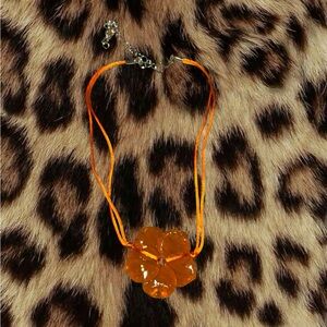 Y2K Orange Floral Pendant Necklace